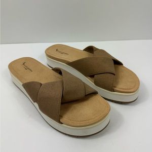 Koolaburra By UGG Carenza Womens Sz 7 Amphora Tan Platform Twist Slide‎ Sandals